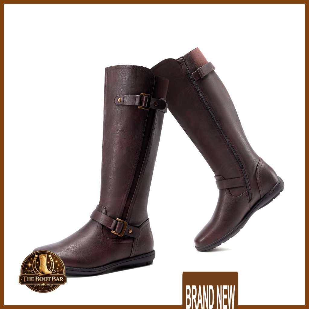 Women's Wide Calf Knee High Boots Faux Fur Lined Flat Heel Side Zipper Winter